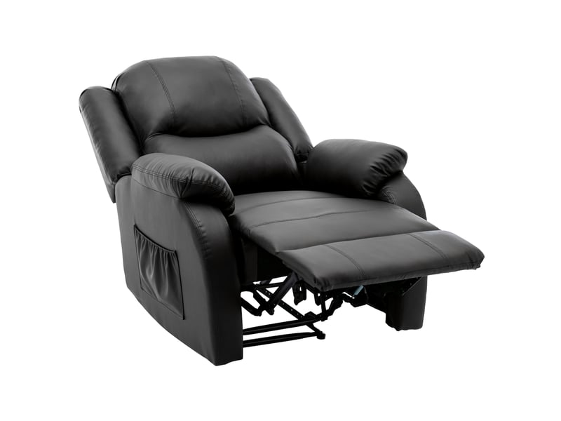 Fauteuil relax manuel,80x90x100 cm,avec repose-pieds,similicuir,noir - Conforama A