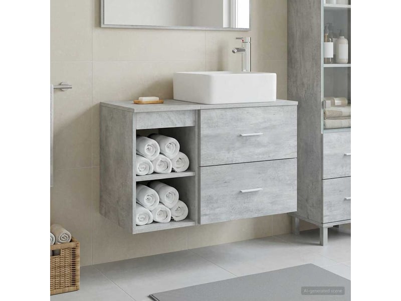 Ensemble de mobilier de salle de bain 2 pcs gris béton shl9955 - Conforama B