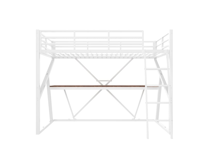  Lit mezzanine 90x200 cm avec éclairage led et bureau intégré, blanc, sans matelas  - Conforama A