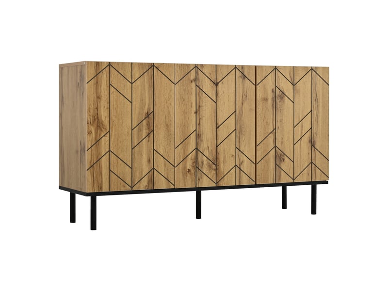  Buffet effet bois design chevron 3 portes battantes 120x35x70cm  - Conforama A