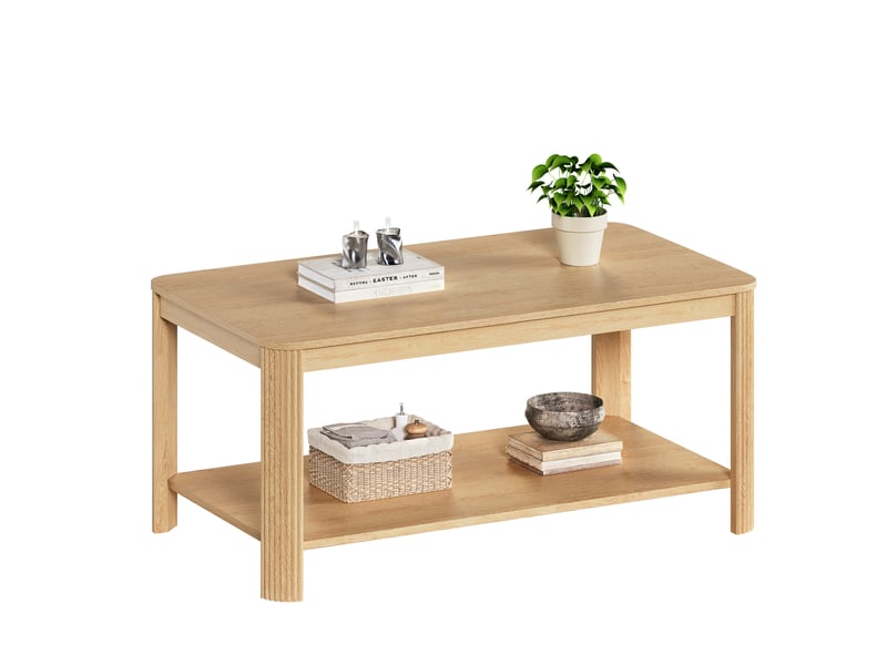  Table basse rectangulaire 100 x 50 x 45 cm en panneau de particules, double niveau ouvert pour le salon  - Conforama A