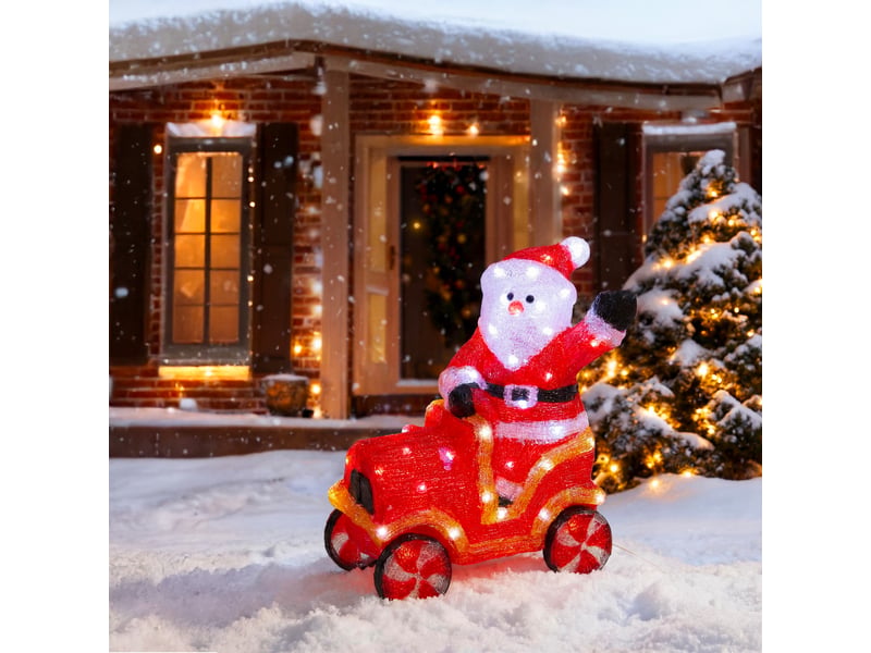  Voiture père noël lumineuse d'extérieur 60 led lumière fixe h. 38 cm sur secteur  - Conforama B