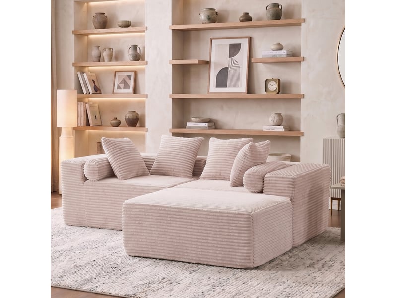  Canapé modulaire en l 266x110x60.01 cm 3 places beige  - Conforama C