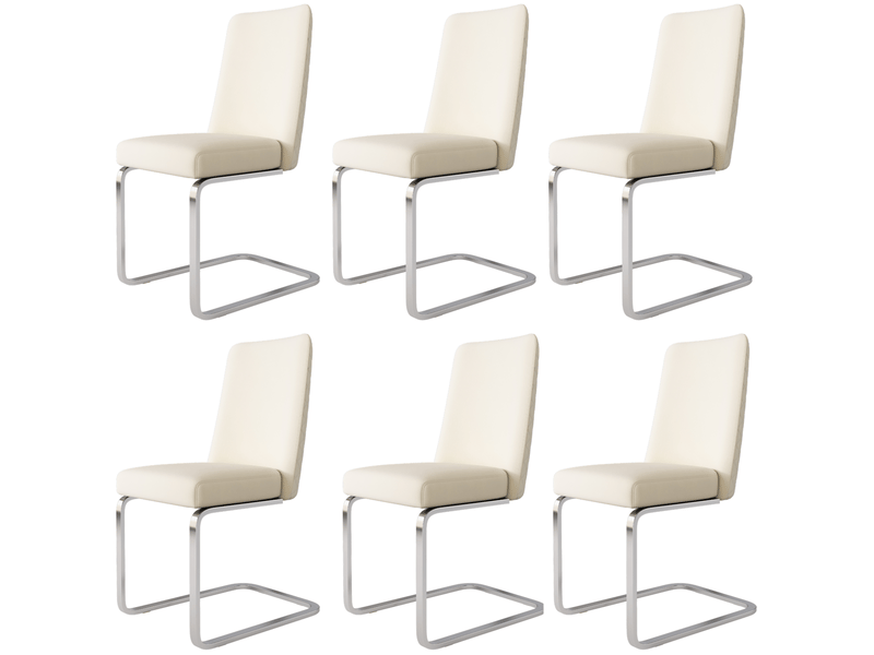  Lot de 6 chaises de salle à manger 45x52x88 cm dossier à motif losange métal beige et argenté  - Conforama A