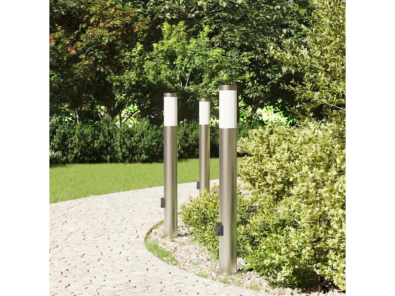 Lot de 3 borne lumineuse avec sortie 80 cm acier inoxydable ip44 shl26032  - Conforama C