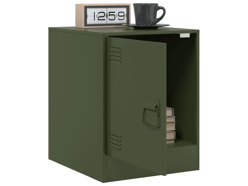  Lot de 2 tables de chevet - cabinet de chevet - table de nuit vert olive 34,5x39x44 cm acier  - Conforama C