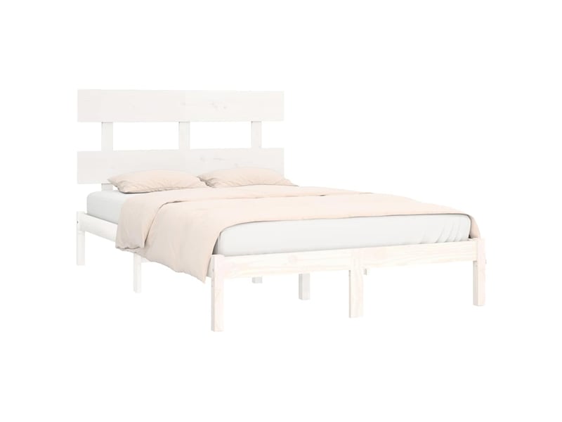  Lit double- lit adulte -  cadre de lit sans matelas blanc 200x200 cm bois massif  - Conforama B