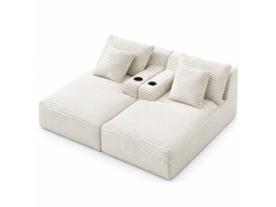 Canapé droit compressé fixe Fay Lum 2 places Velours côtelé beige