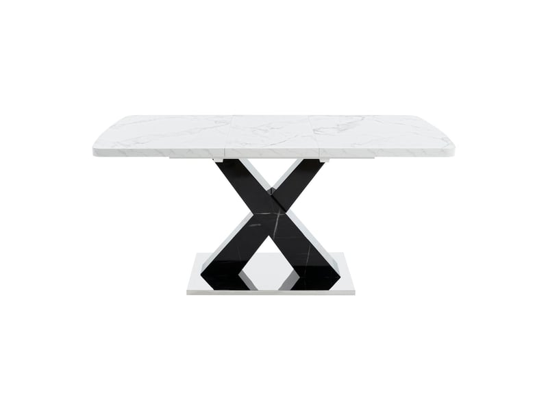  Table à manger extensible 120-160 cm mdf effet marbre blanc et métal noir W2552S00022 - Conforama A