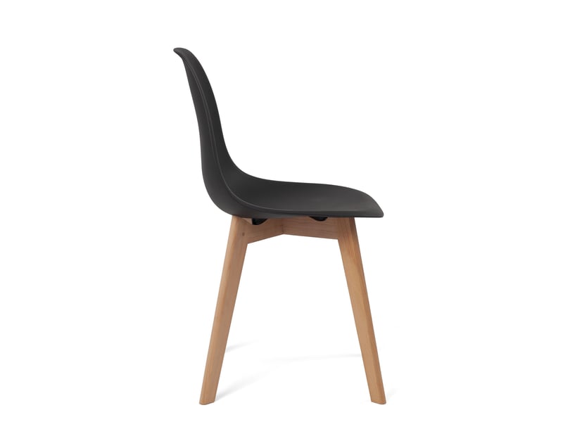 Lot de 4 chaises de cuisine scandinaves nao noires avec pieds en hêtre clair 649-NAO - Conforama D