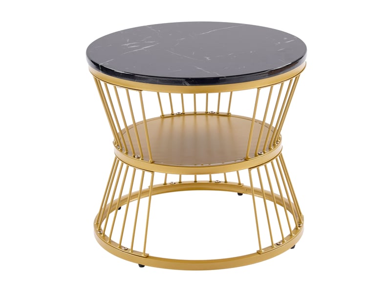 Ensemble de tables basses gigognes modernes, ensemble de tables basses laquées brillantes, tables d'appoint gigognes en placage marbre pour canapé, tables de chevet rondes, lot de 2, cadre doré - Conforama D