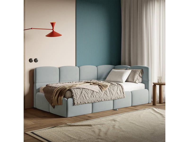  Selsey cloudy - lit rembourré - 170x185 cm - velours gris - côté droit Cloudy - Conforama C
