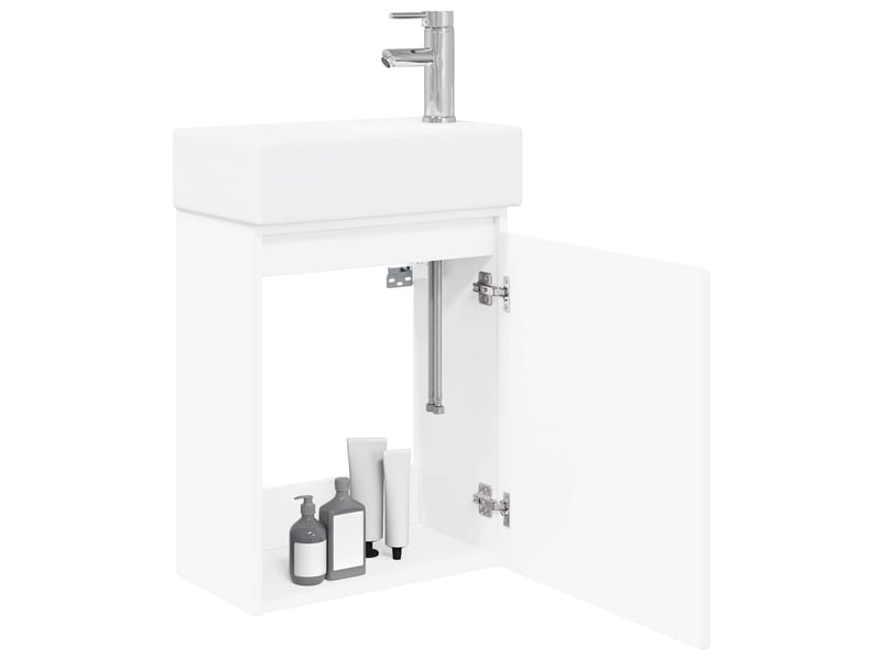 Meuble de salle de bain avec robinet blanc 45.5x22.5x84 cm shl2518 - Conforama C