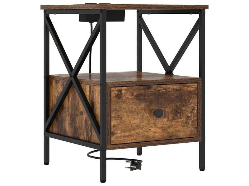  Table de chevet - cabinet de chevet - table de nuit 2 pièces chêne fumé 41,5 x 40,5 x 55 cm  - Conforama D