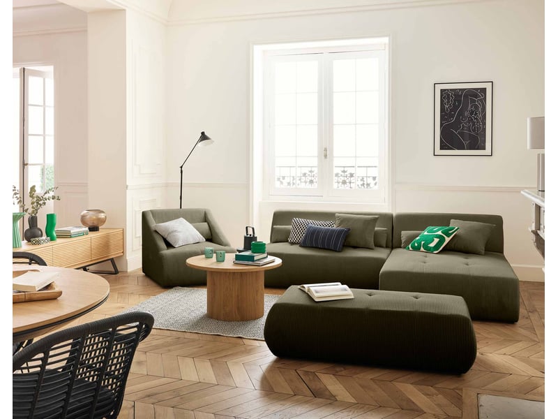 Onyx - canapé modulable d'angle réversible 4 places - en velours côtelé - lisa design - vert ONYX - Conforama B