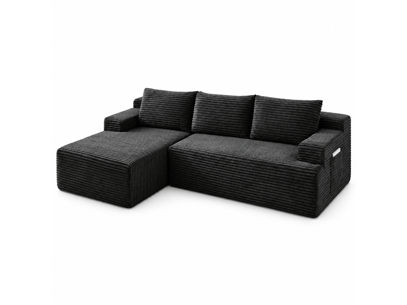  Canapé d'angle modulable 236 cm-assise profonde style cloud-en velours côtelé-salon-gris  - Conforama A