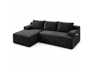 Canapé d'angle modulable 236 cm-assise profonde style cloud-en velours côtelé-salon-gris