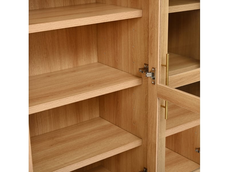  Buffet haut,110x40x185 cm,3 portes vitrées et 4 tiroirs,mdf,naturel  - Conforama E