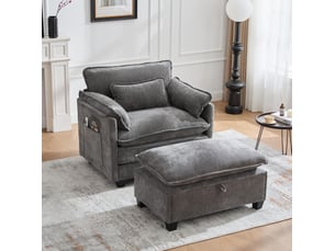 Fauteuil fixe <strong>DESMIU</strong> <strong>4071298127003</strong> Tissu gris vendu A l'unité