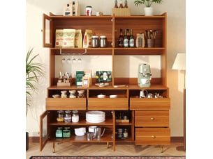 Buffet 4 porte(s) 6 tiroir(s) VIVRYN - 145 cm coloris marron