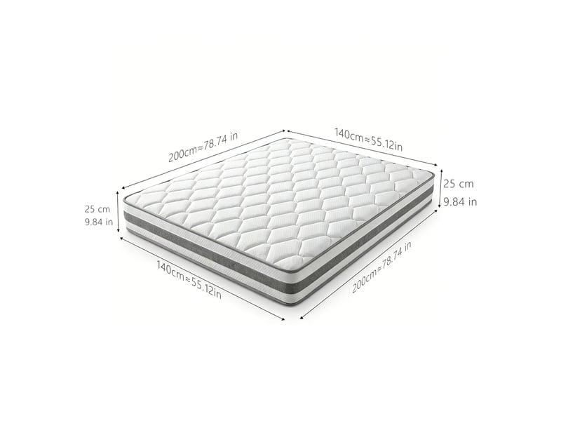  Matelas à ressorts ensachés 7 zones 140 x 200 cm h4 blanc, hauteur 25 cm  - Conforama C