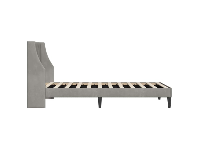  Lit simple- lit adulte -  cadre de lit avec tête de lit gris clair 80 x 200 cm velours  - Conforama D