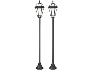 Lot 2 lanternes solaires jardin, chemin, intempéries, 129 cm, led, 6 h, ip44, extérieur, noir.