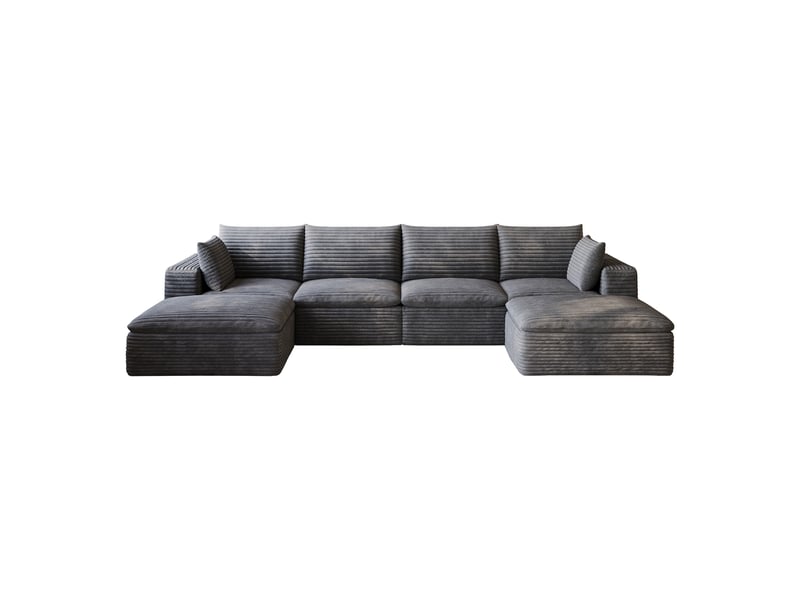 Canapé modulable cloud en velours côtelé gris foncé, tout mousse, compressé, sans montage, 340 x 160 x 60 cm IKSETERA TRADING LTD - Conforama A