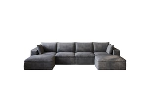 Canapé modulable cloud en velours côtelé gris foncé, tout mousse, compressé, sans montage, 340 x 160 x 60 cm