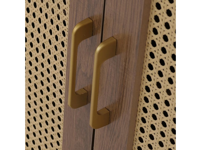 Buffet hwc-p52, armoire commode buffet haut, tiroirs compartiments de rangement, polyrotin mdf mélamine 80x120x40cm ~ marron  - Conforama E