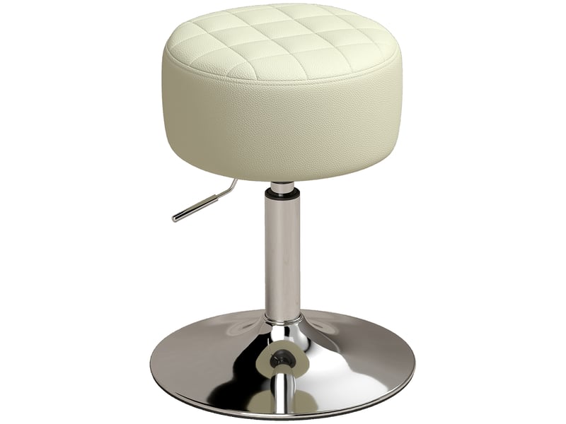  Tabouret de bar en similicuir blanc, hauteur réglable, pivotant à 360° et assise moelleuse.  - Conforama B