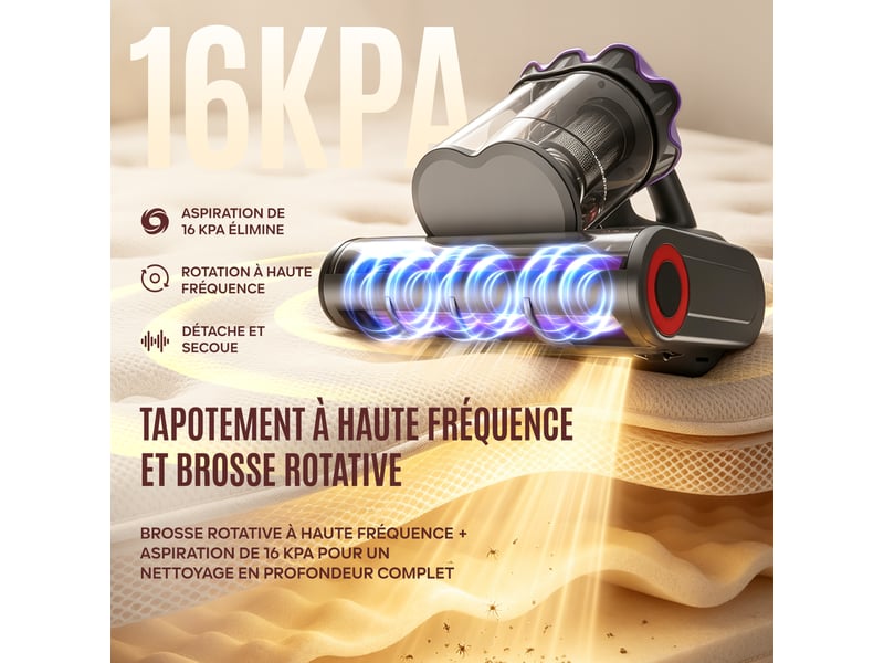 M2 aspirateur anti-acariens 550w 16kpa matelas uv-c stérilisation air chaud filtration hepa aromathérapie câble 5m M2 - Conforama E