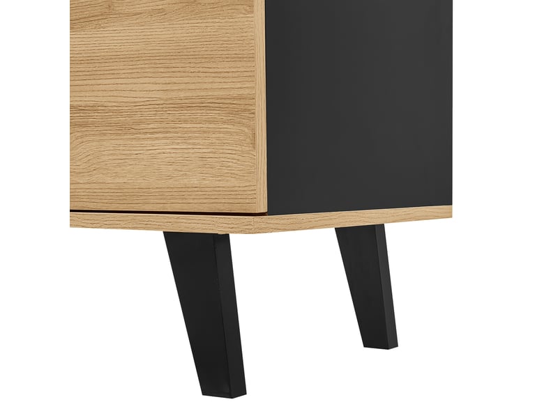  Ensemble de meubles de salon trois pièces – table basse + meuble tv + buffet – style contemporain bois et noir – rangement généreux  - Conforama E