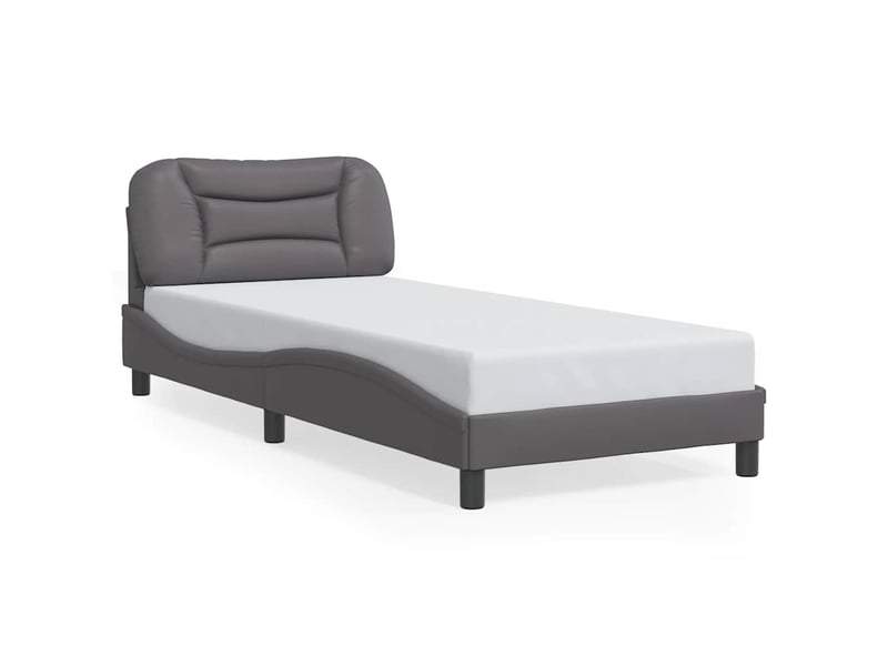  Lit simple- lit adulte -  cadre de lit sans matelas hvar gris 90x190 cm similicuir  - Conforama A