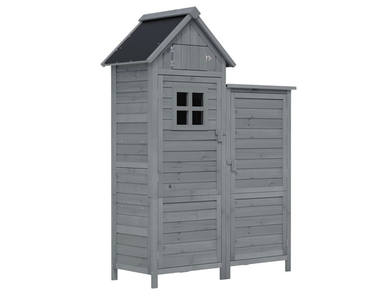 Armoire de jardin 110x52x170 cm double porte, grand espace de rangement, abri de jardin, bois de sapin, gris - Conforama A