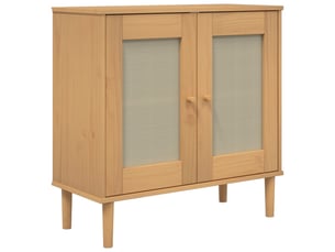 Buffet - bahut - meuble de rangement senja aspect rotin marron 80x35x80 cm bois massif de pin