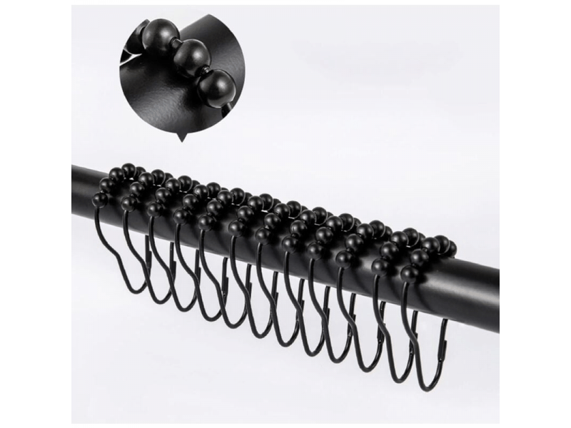  Lot de 12 crochets de rideau de douche coulissants en acier inoxydable pour tringle à rideau de douche de salle de bain (noir  - Conforama B