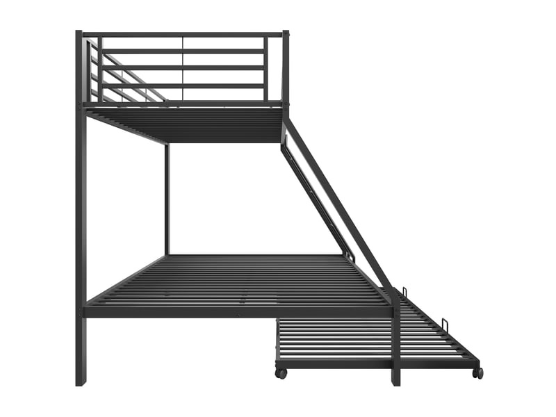 Lits superposés 90140 × 200 cm métal noir avec lit gigogne IKSETERA TRADING LTD - Conforama E