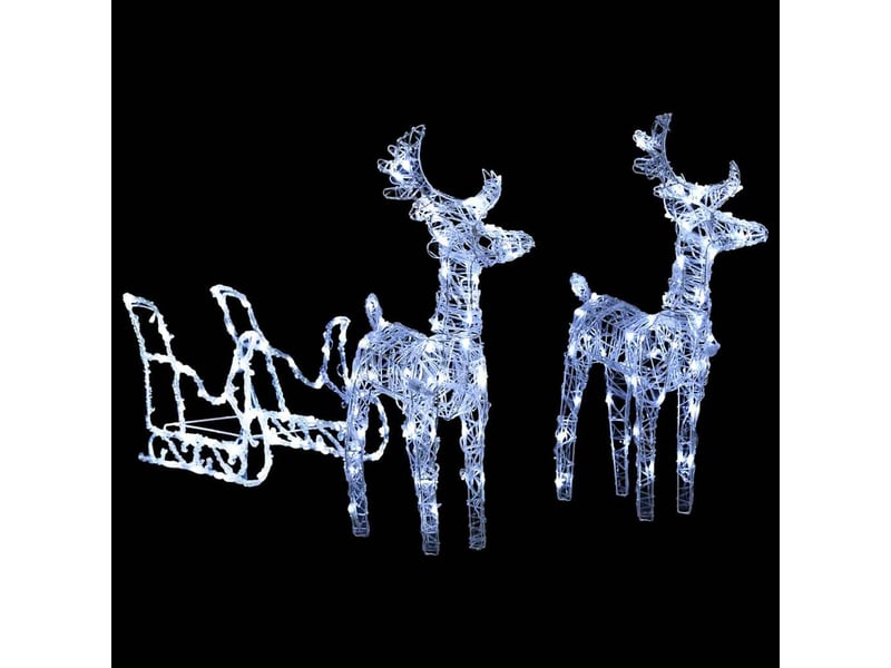 Décoration de noël rennes et traîneau 160 led 130 cm acrylique  - Conforama C