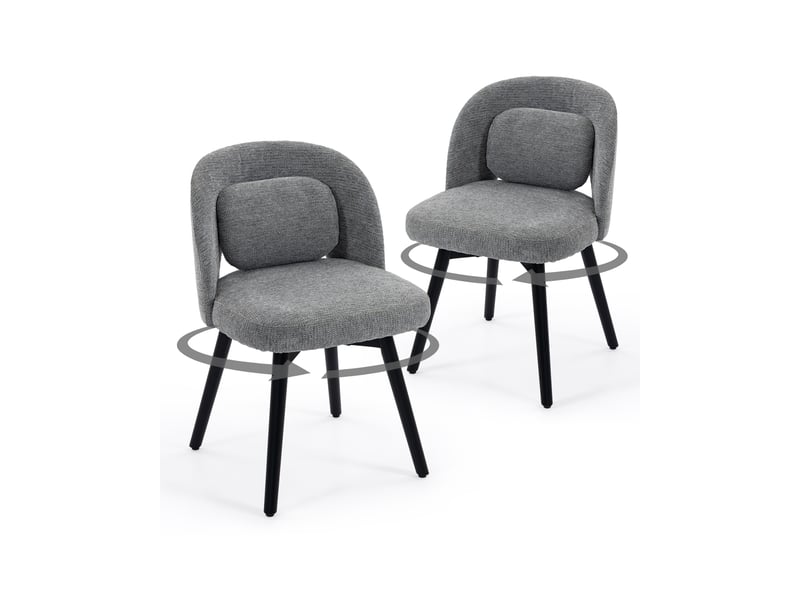  Lot de 2 chaises de salle à manger pivotantes 360°,46x46x77,5 cm,velours,gris  - Conforama A