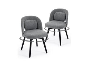 Lot de 2 chaises de salle à manger pivotantes 360°,46x46x77,5 cm,velours,gris