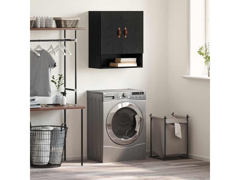 Meuble mural, rangement salon 60 x 31 x 70 cm bois d'ingénierie chêne noir shl8602  - Conforama B