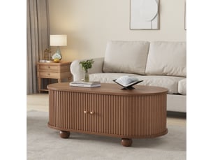 Table basse ovale coloris bois foncé <strong></strong> <strong>Fay Lum</strong> - 50 cmx100 cm