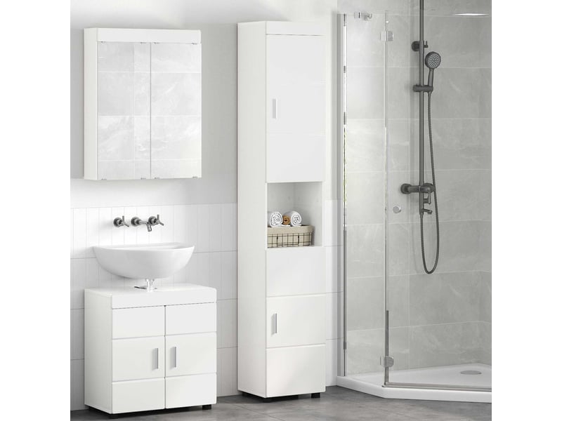Ensemble d'armoire de salle de bain tulum blanc brillant cf62971 - Conforama B