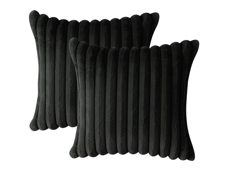  Taie d'oreiller en velours,50 x 50 cm,housse simple face,velours,noir,deux  - Conforama A