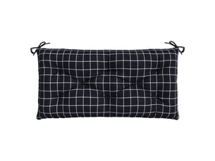 Coussin de banc de jardin, coussin d'assise carreaux noir 110x50x7 cm tissu cf52705
