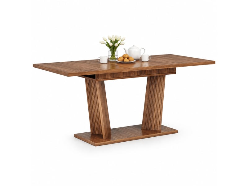 Table à manger extensible,120-160x80x76 cm,mdf,marron foncé effet bois - Conforama A