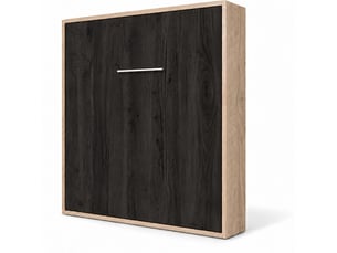 Lit escamotable vertical kola – seulement 34,5cm de profondeur, le confort d’un vrai lit-140x200-cadre chêne clair-façade carbone