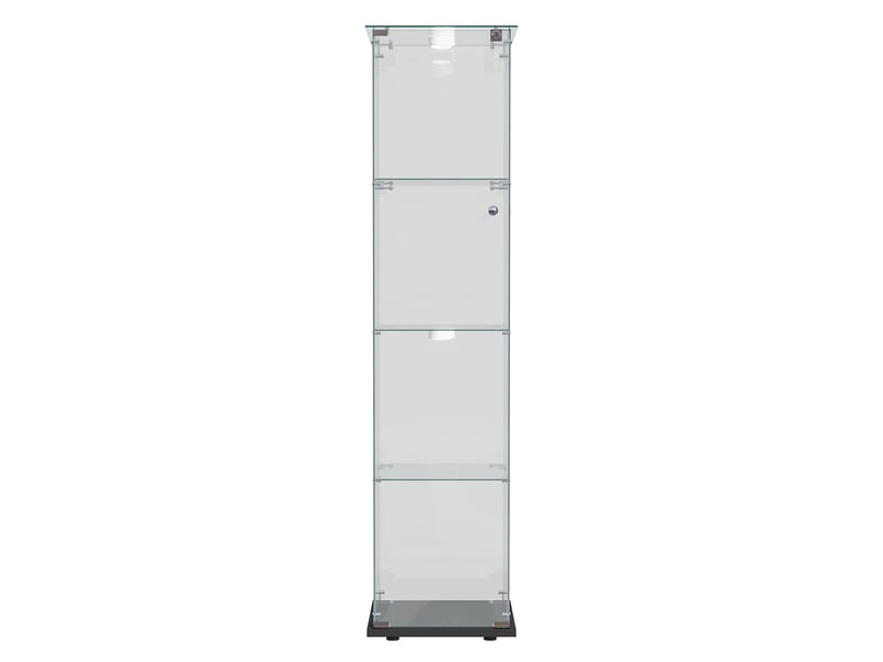  Vitrine d'exposition - 39.8x35x163cm - en verre 4 niveaux, vitrine porte simple avec éclairage led, serrure - noir  - Conforama A