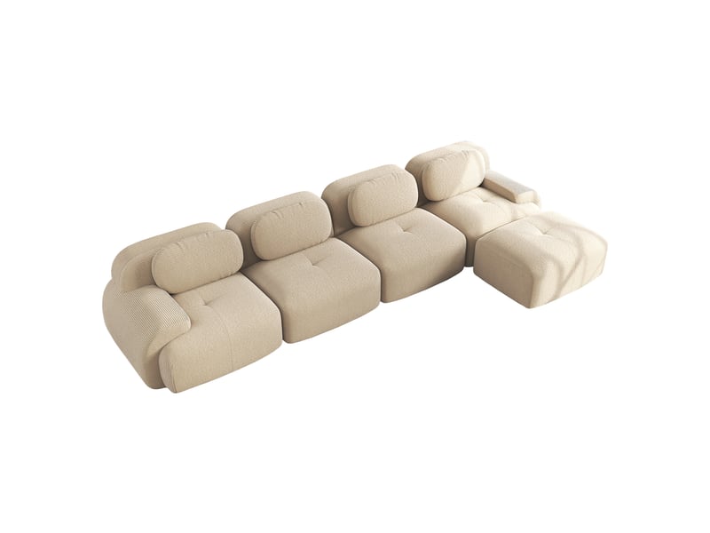 Canapé d'angle, canapé modulable, 4 places, beige, livré monté, sans structure, pour salon, home cinéma, bureau - Conforama B